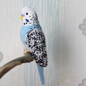 Crochet budgie pattern Tutorial PDF Amigurumi New Year bird lovers stuffed animal Easy Crochet Decor Blue bird with flexible paws home decor image 10