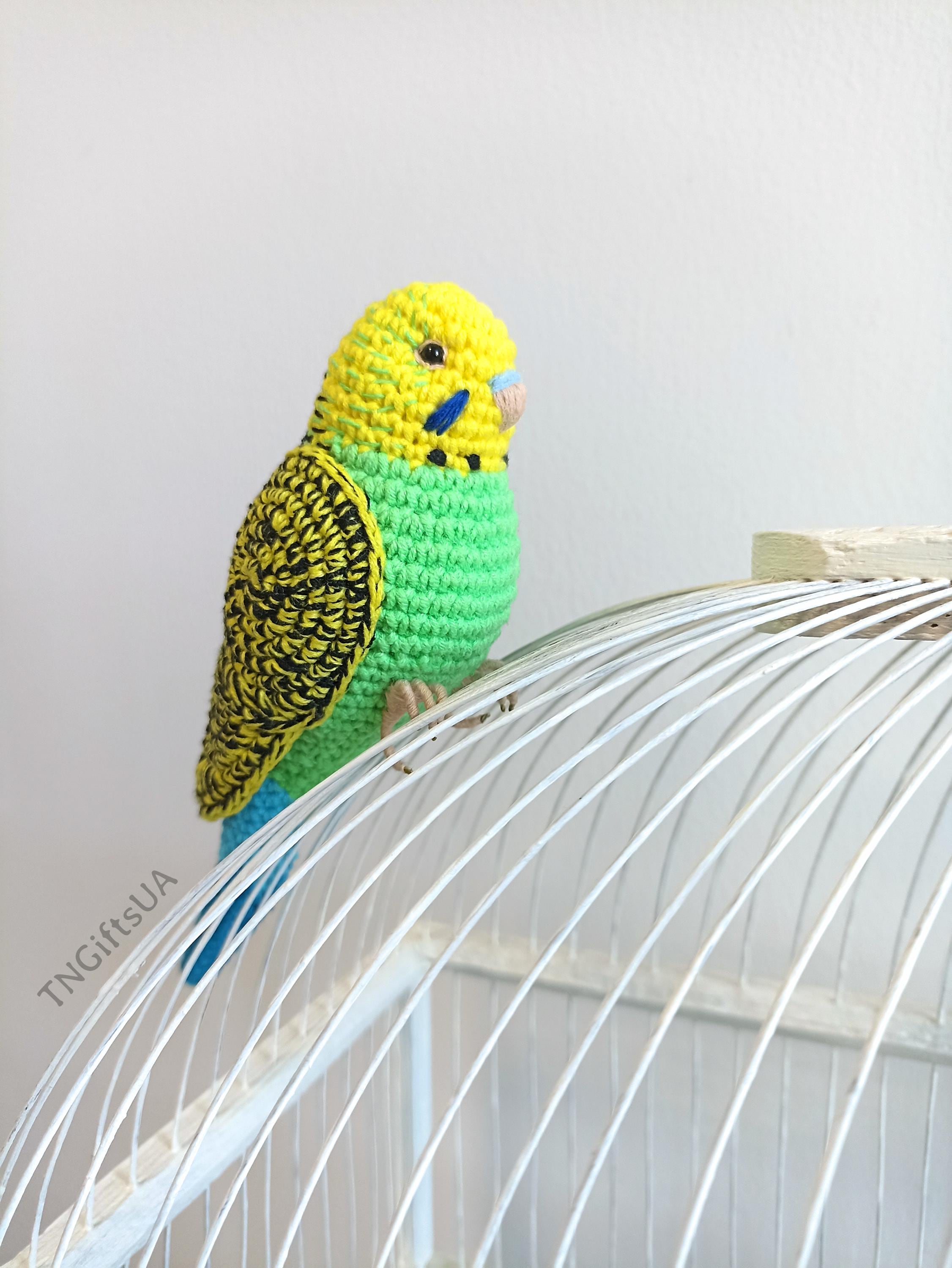 かぎ針編みのセキセイインコのぬいぐるみ、パーソナライズされたオウム