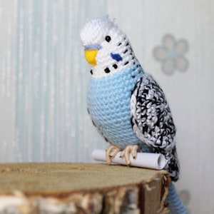 Crochet budgie pattern Tutorial PDF Amigurumi New Year bird lovers stuffed animal Easy Crochet Decor Blue bird with flexible paws home decor image 8