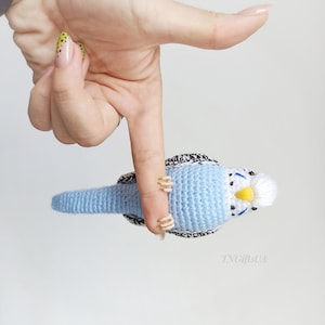 Blue Budgerigar Crochet Parakeet Stuffed animal Plush parrot realistic toy Jungle Decor for restroom gift for pet lovers