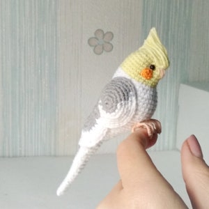Crochet custom Pearl Cockatiel parrot ornament Plush bird Amigurumi toy Personalized gift Pet loss Stuffed animal Sculpture image 8