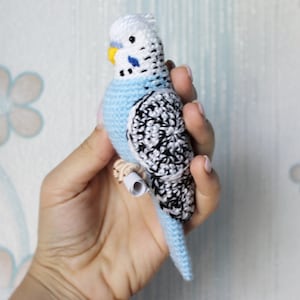 Crochet budgie pattern Tutorial PDF Amigurumi New Year bird lovers stuffed animal Easy Crochet Decor Blue bird with flexible paws home decor image 9