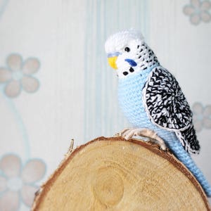 Crochet budgie pattern Tutorial PDF Amigurumi New Year bird lovers stuffed animal Easy Crochet Decor Blue bird with flexible paws home decor image 3