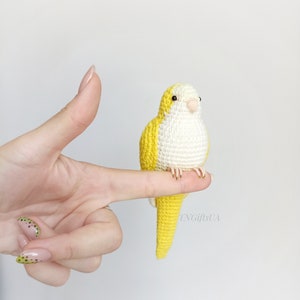 Yellow Quaker parrot Crochet sculpture Monk parakeet Amigurumi miniature of plush realistic toy pet lovers gift