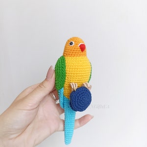 Crochet colorful Conure bird Stuffed animal themed toy bird messanger Amigurumi toy postman Parakeet toy gift for mother Plush Memorial image 5