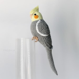 Cockatiel parrot Crochet white stuffed bird Amigurumi toy personalized plush toy Gift for mom pet loss toy cockatiel