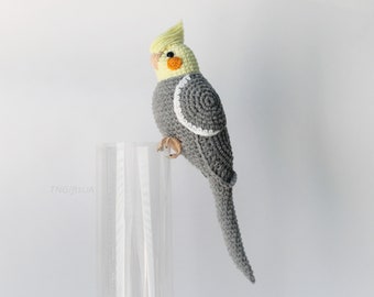 Cockatiel parrot Crochet white stuffed bird Amigurumi toy personalized plush toy Gift for mom pet loss toy cockatiel