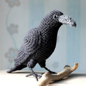 Crochet Crow PATTERN Tutorial PDF Gothic Black Raven Crochet DIY Halloween Decor Realistic bird scarecrow Gift for crocheter image 4