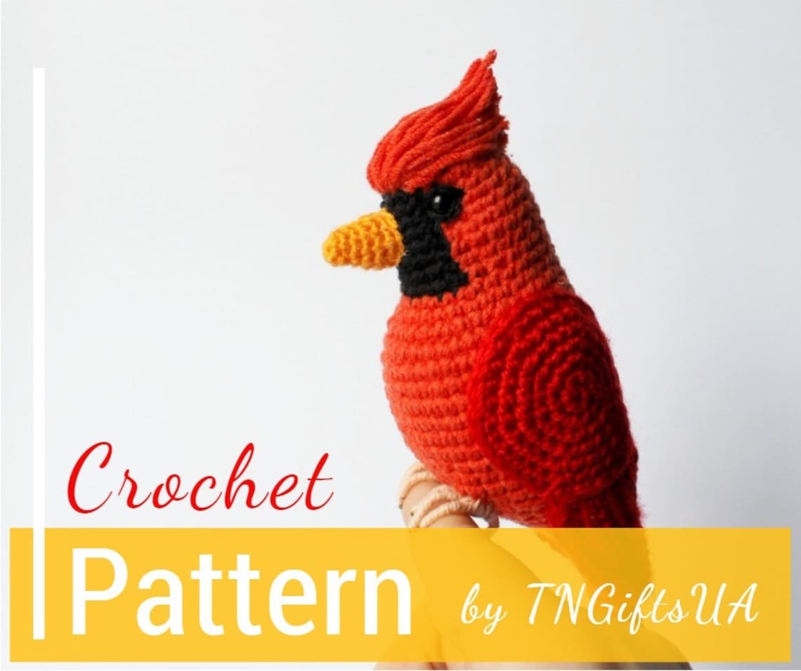 Crochet Cardinal Red Bird PATTERN Tutorial PDF Christmas Tree Etsy
