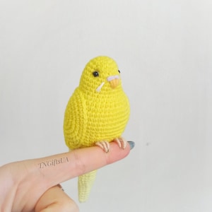 Perruche jaune Pâques Crochet peluche perroquet peluche personnalisée pour les propriétaires d&#39;oiseaux cadeau perte d&#39;animal de compagnie personnalisé oiseau