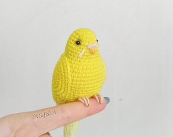 Yellow budgie Easter Crochet Plush Toy Parrot Stuffed animal Personalized for bird owners gift pet loss customized Bird