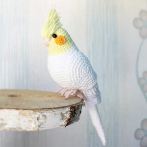Crochet parrot DIY pattern Easy Tutorial PDF Amigurumi Cockatiel stuffed animal New Year bird Crochet Decor White bird ornament pet loss image 2