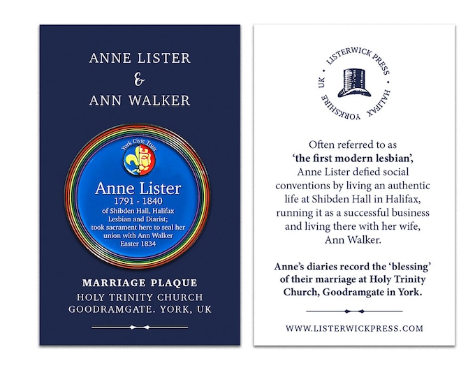 Anne Lister & Ann Walker Marriage Plaque Enamel Pin Badge - Designed in Yorkshire