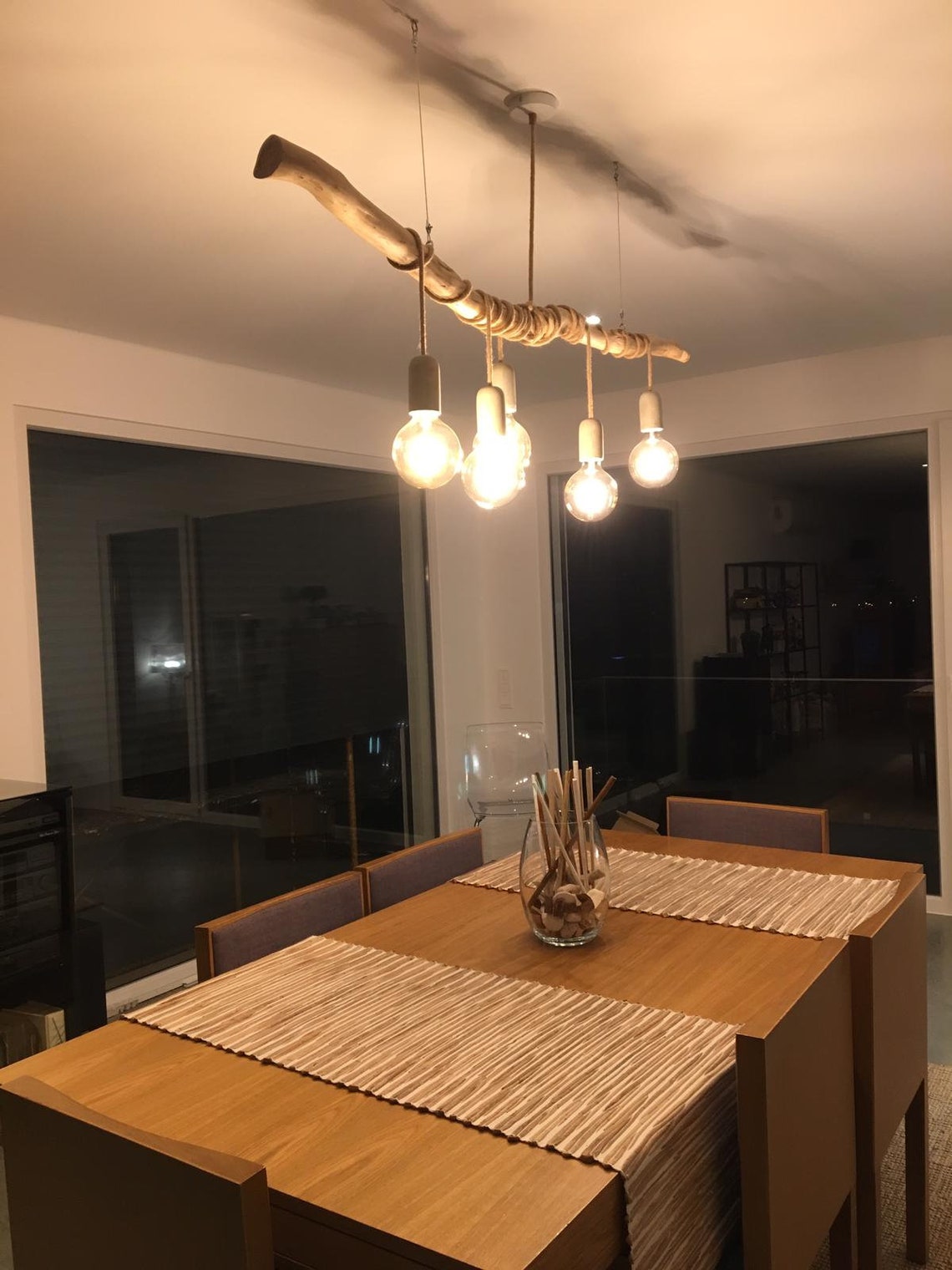 Candeeiro De Teto Em Tronco Natural | Ceiling Light Fixture With ...