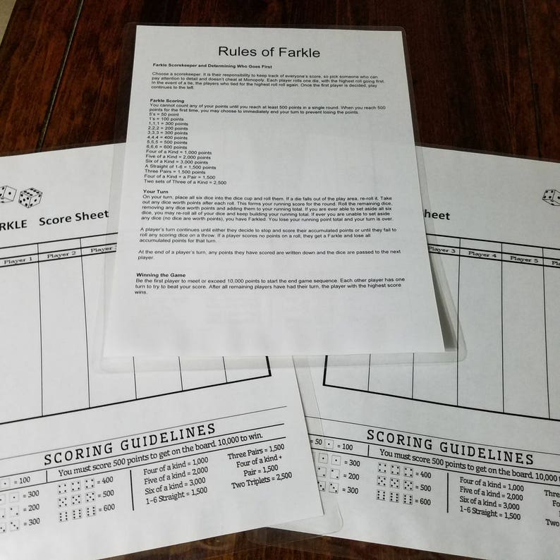 farkle scorecard