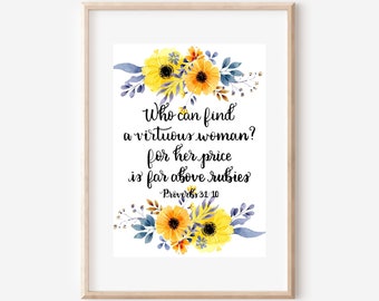 Who can find a virtuous woman? For her price is far above rubies 5x7 Printable KJV Proverbs 31:10 Scripture JPG & PDF Mothers Day