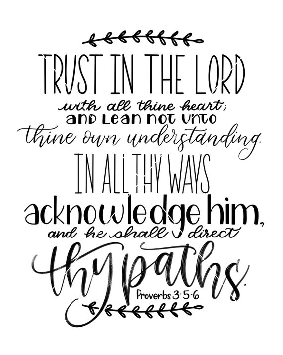 Trust in the Lord 8x10 Printable KJV Proverbs 3:5-6 Bible | Etsy