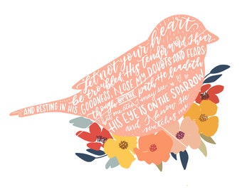 His Eye Is On The Sparrow Print: Hymn Lyrics, Home Decor (JPG & PDF)