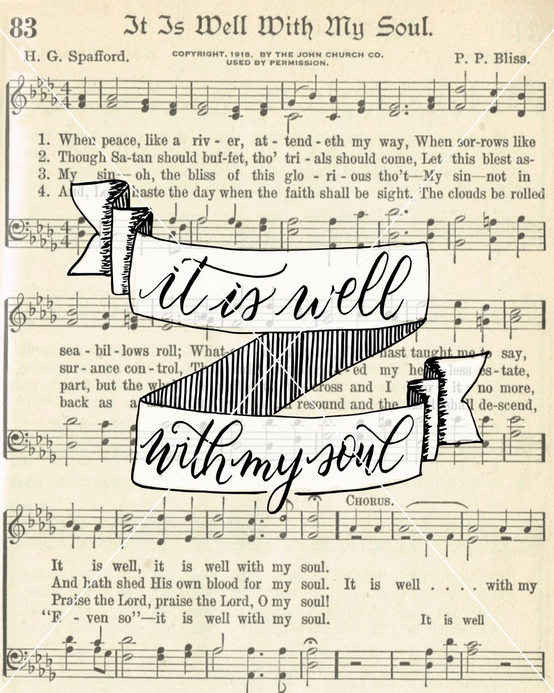 It is Well With My Soul 8x10 Printable Hymn Lyrics Sheet Music Jpgs