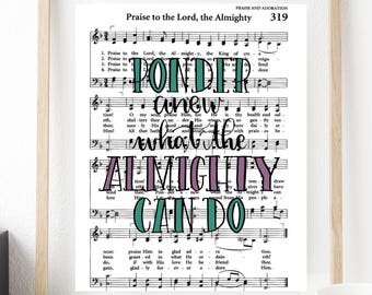 Hymn Lyrics Sheet Music Print: Ponder Anew, Praise to the Lord (JPG & PDF)