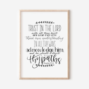 Trust in the Lord 8x10 Printable KJV Proverbs 3:5-6 Bible Verse Scripture Print PDF & JPG