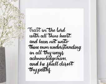 Trust in the Lord 8x10 Printable KJV Proverbs 3:5-6 Bible Verse Scripture Print PDF & JPG