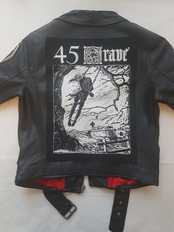 GRAVE,SEW ON WHITE EMBROIDERED LARGE BACK PATCH