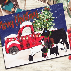 12 x 7 Zoll Livestock Show Weihnachtskarte | Vieh Grußkarte | Vieh Tiere Karte | Druckbare Download | Sofortiger Download | Zip JPG