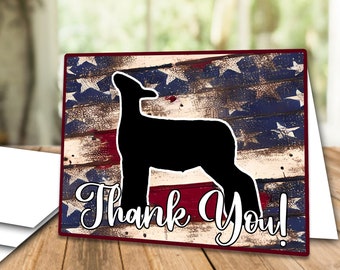 Grunge USA Flag Lamb Thank You Card, Livestock Show (Printable)