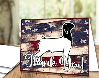 Livestock Show Thank You Card, Market Goat, USA Flag (Printable)