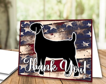 USA Flag Goat Thank You Card, Livestock Show (4x6 inch Printable)