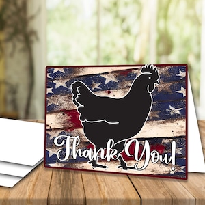 Grunge USA Flag Livestock Show Chicken Thank You Card, 4x6 inch Printable, Show Appreciation Cards, Buyer's Thank You Cards