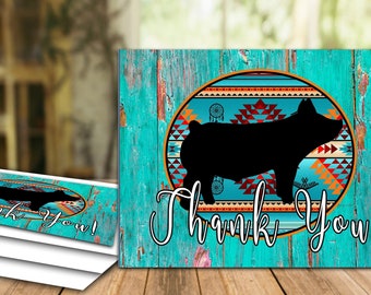 Printable 4&quot;x6&quot; Thank You Card, Digital Thank You Card, Instant Download Card, Livestock Show Card, Envelope Template, Blank Inside