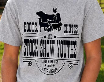 Boots, Chutes & Stock Show  Youth Livestock Show T-Shirt DTF Print