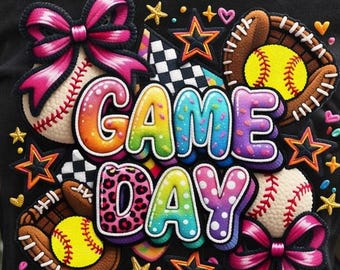 Game Day Mama Tee | Baseball Softball Graphic Shirt | In-House DTF Printed Sports Mom Top