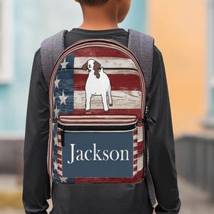 Sac à dos américain personnalisé avec motif chèvre, cartable d'école, trousse de voyage, sac prénom personnalisé, trousse de retour à l'école