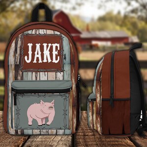 Sac à dos pour exposition d'élevage - sac à dos personnalisé pour la rentrée des classes - fil de fer barbelé imitation bois - sac d'exposition pour cochon, agneau, chèvre, bouvillon, génisse