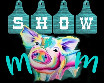 Show Mom Watercolor Pig, Aztec Design (PNG Digital Download)
