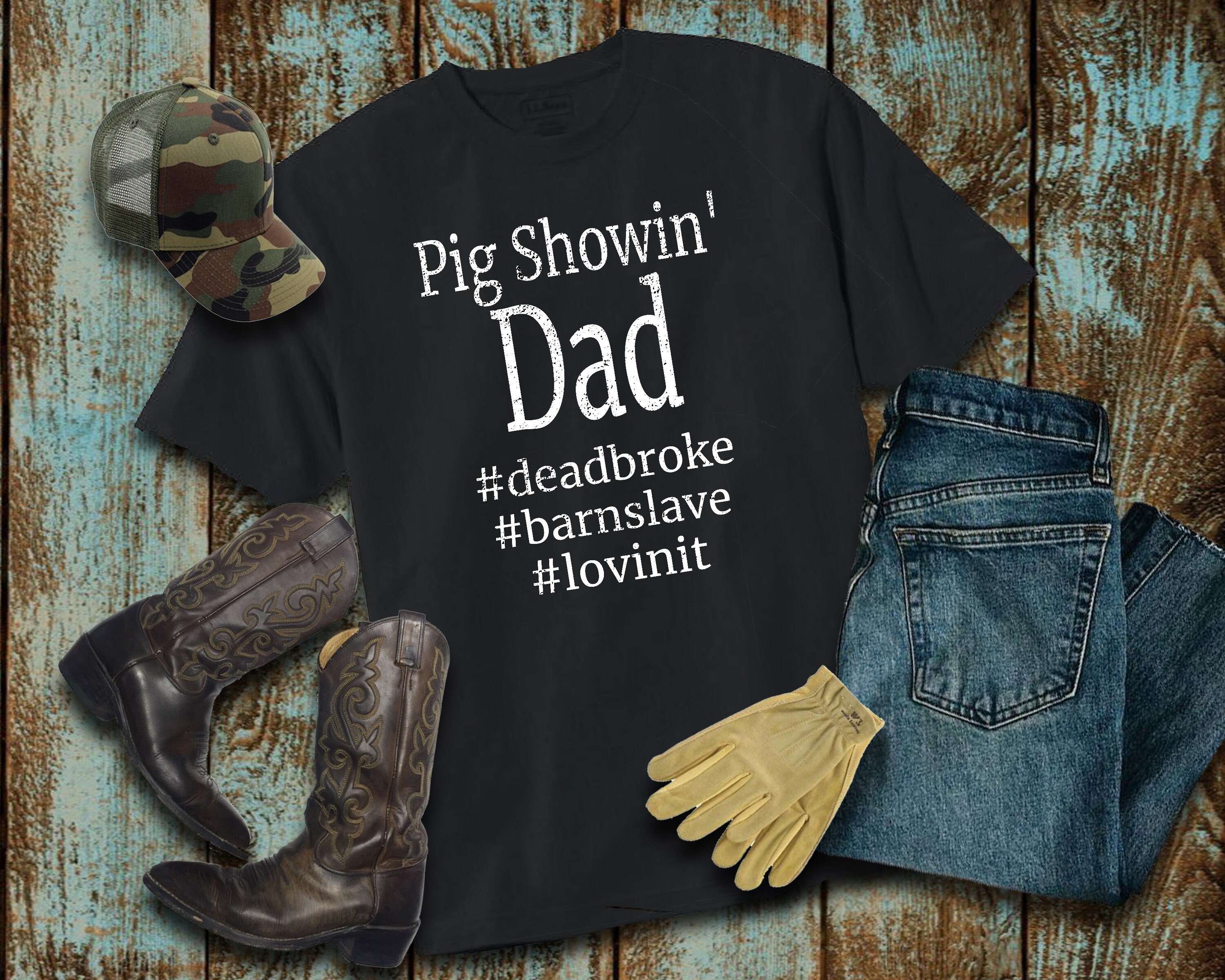 Pig Showin' Dad Shirt | Show Pig Dad | Show Dad T-shirt | Livestock Show Shirt