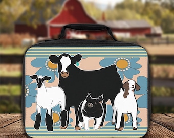 70's Floral & Stripe Livestock Show Animal Lunch Box