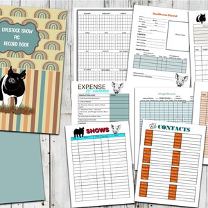 Printable, Instant Download, Livestock Show Record Planner, Show Pig, Youth Livestock Project Record Book