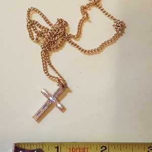 vintage gold tone crucifix cross piece jewellery item chain pendant icon 1950s 60s german