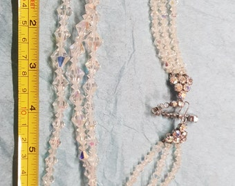 Vintage Choker Halskette Kristall Stück Kitsch Art Deco 1950er Boho Retro Artikel Schmuckstück