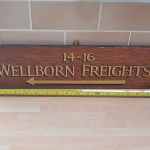 vintage wooden wellborn freights treen advert sign kitsch piece 1930s design agency item hand made