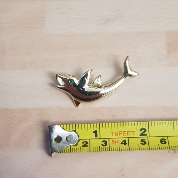 vintage gold tone dolphin nautical maritime brooch badge sealife piece 1960s sparkle jewellery