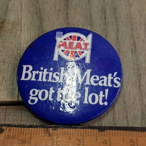 vintage british meats badge butcher advert retro eu piece 1960s 70s item souvenir piece