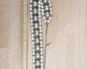 Vintage Faux Perlen Halskette Stück Statement Artikel Kitsch Stück Schmuck Dinner Party 1950er 60er Jahre