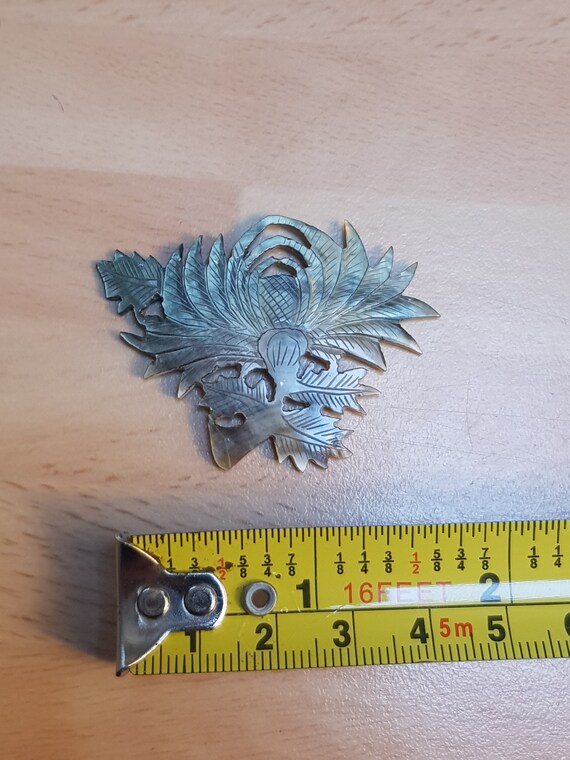 antique mother of pearl brooch front badge piece kitsch oriental item antique piece retro 1900s asian piece eagle bird