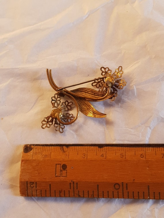 vintage 1920s 30s floral metal flower brooch spri… - image 2