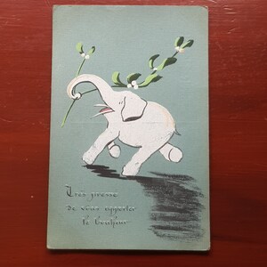 amantes de la vendimia? navidad san valentín dibujado a mano década de 1910 arte popular elefante tarjeta postal inusual francés